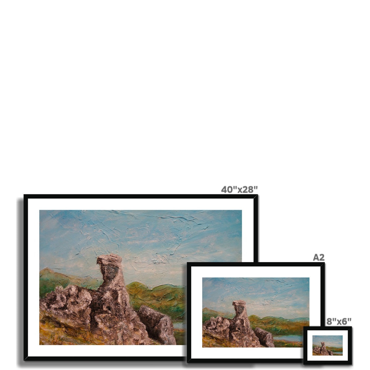 40x28 Framed The Cobbler II Landscape Painting in Earthy Brown Green Tones