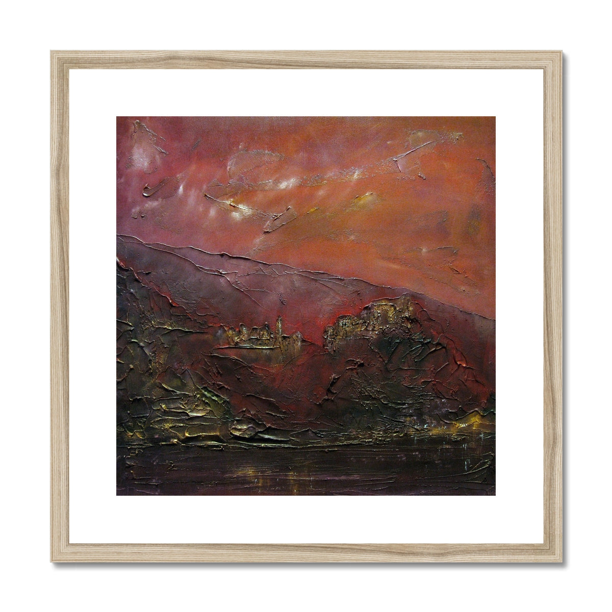 Corniglia Dusk abstract art print with wooden frame and vibrant hues