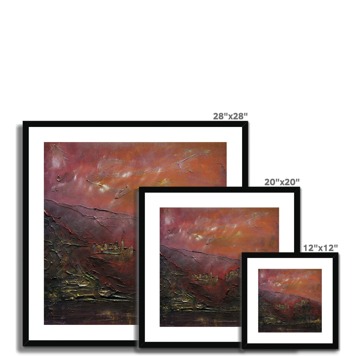 28x28 Framed Corniglia Dusk Italy Abstract Landscape Painting