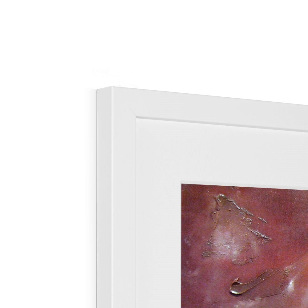 Corniglia Dusk Italy art print in white frame with gold accents