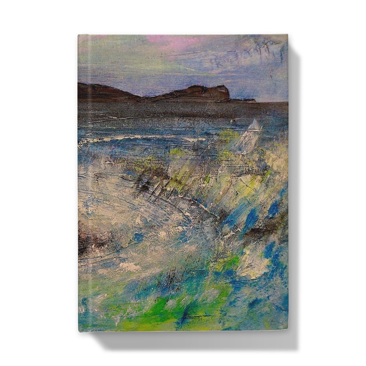 Abstract landscape painting on the cover of The Corryvreckan Whirlpool Hardback Journal