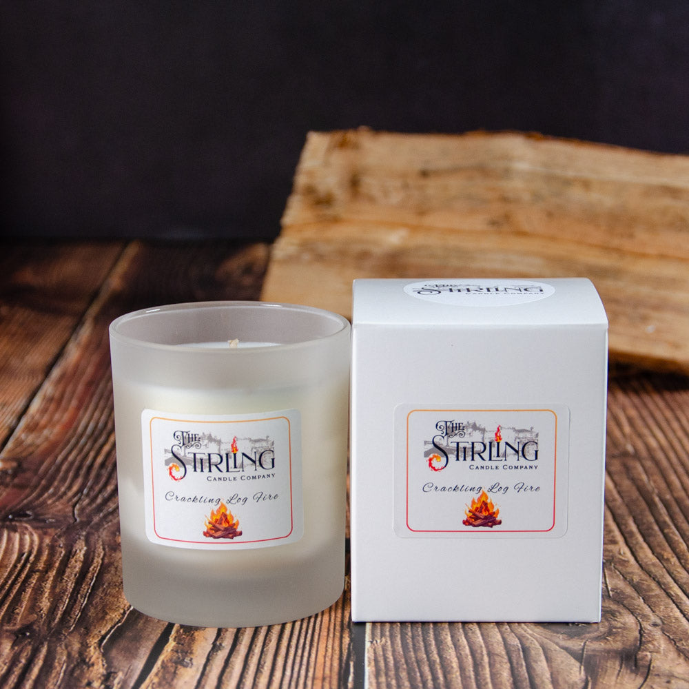Crackling Log Fire medium candle from The Stirling Candle Company
