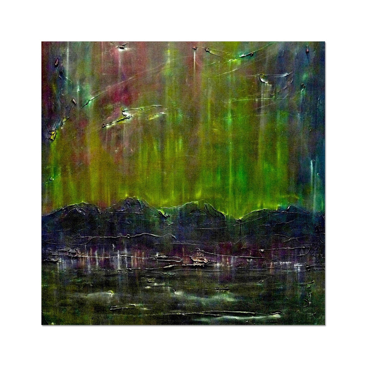 Green Aurora Borealis Cromarty Harbour Artist Proof Print