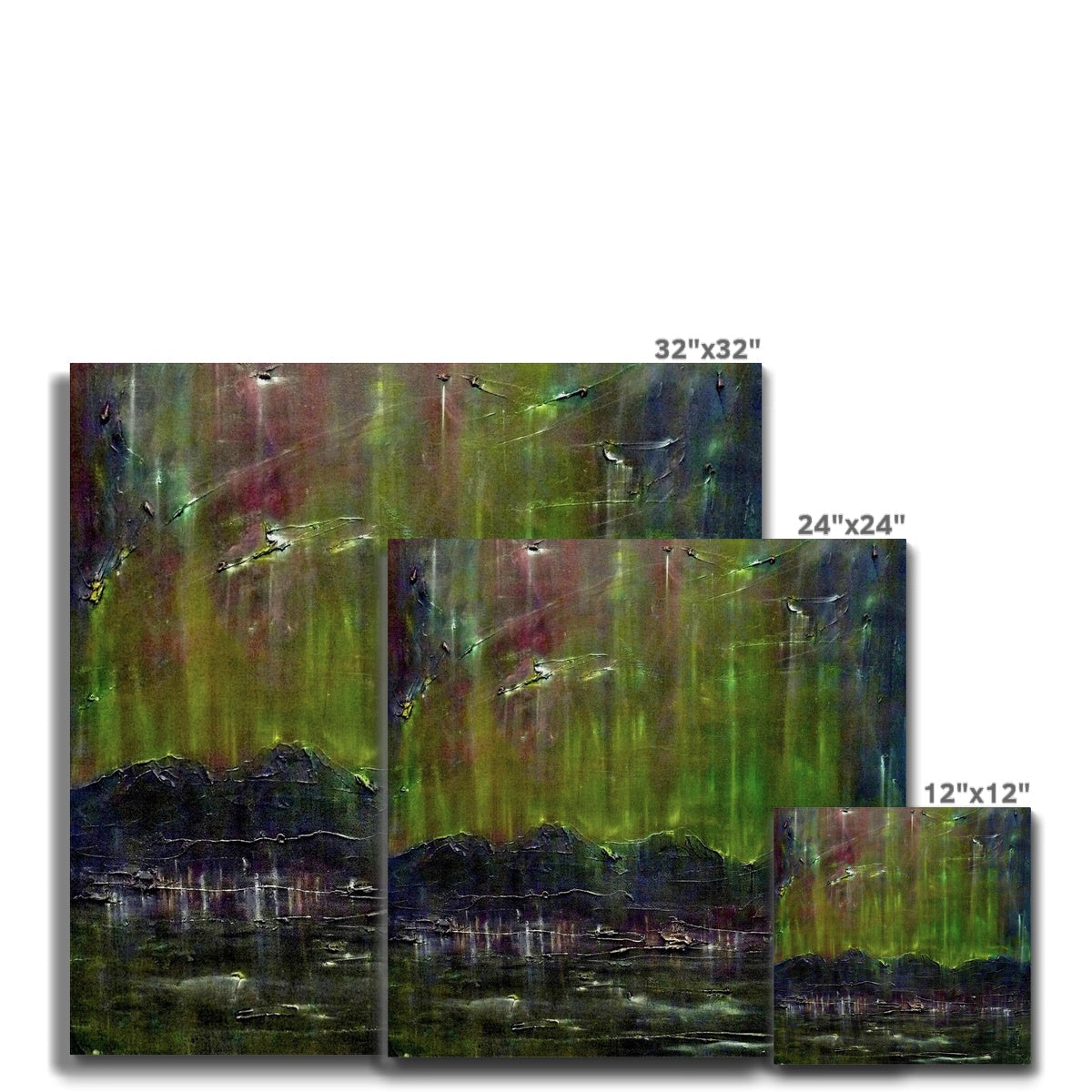32x32 inch abstract forest canvas print in vibrant green and yellow hues