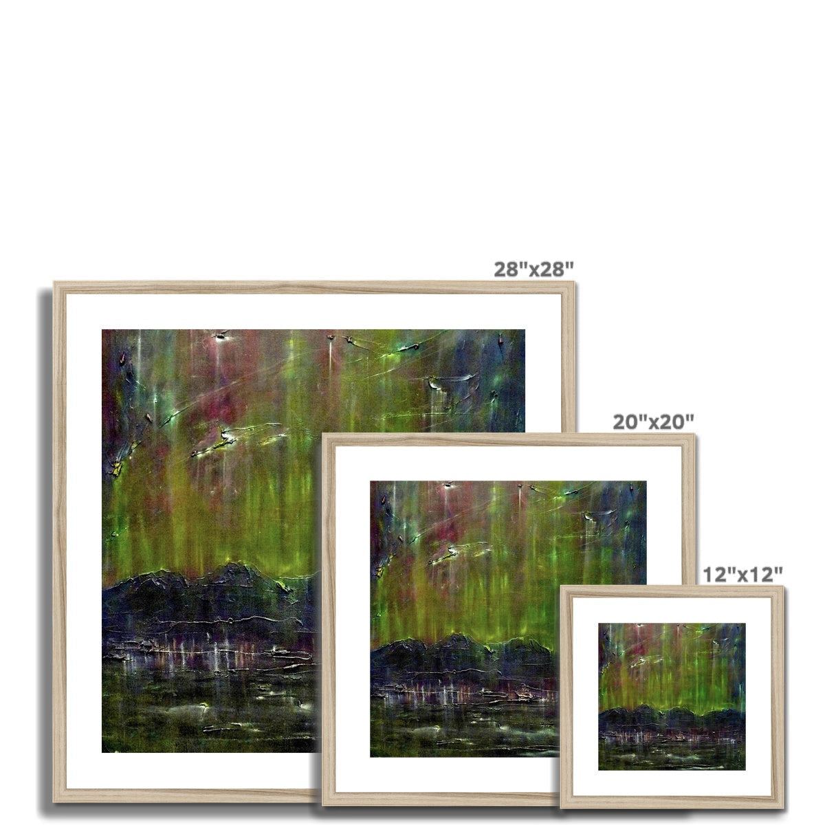28x28 Framed Cromarty Harbour Northern Lights Abstract Print