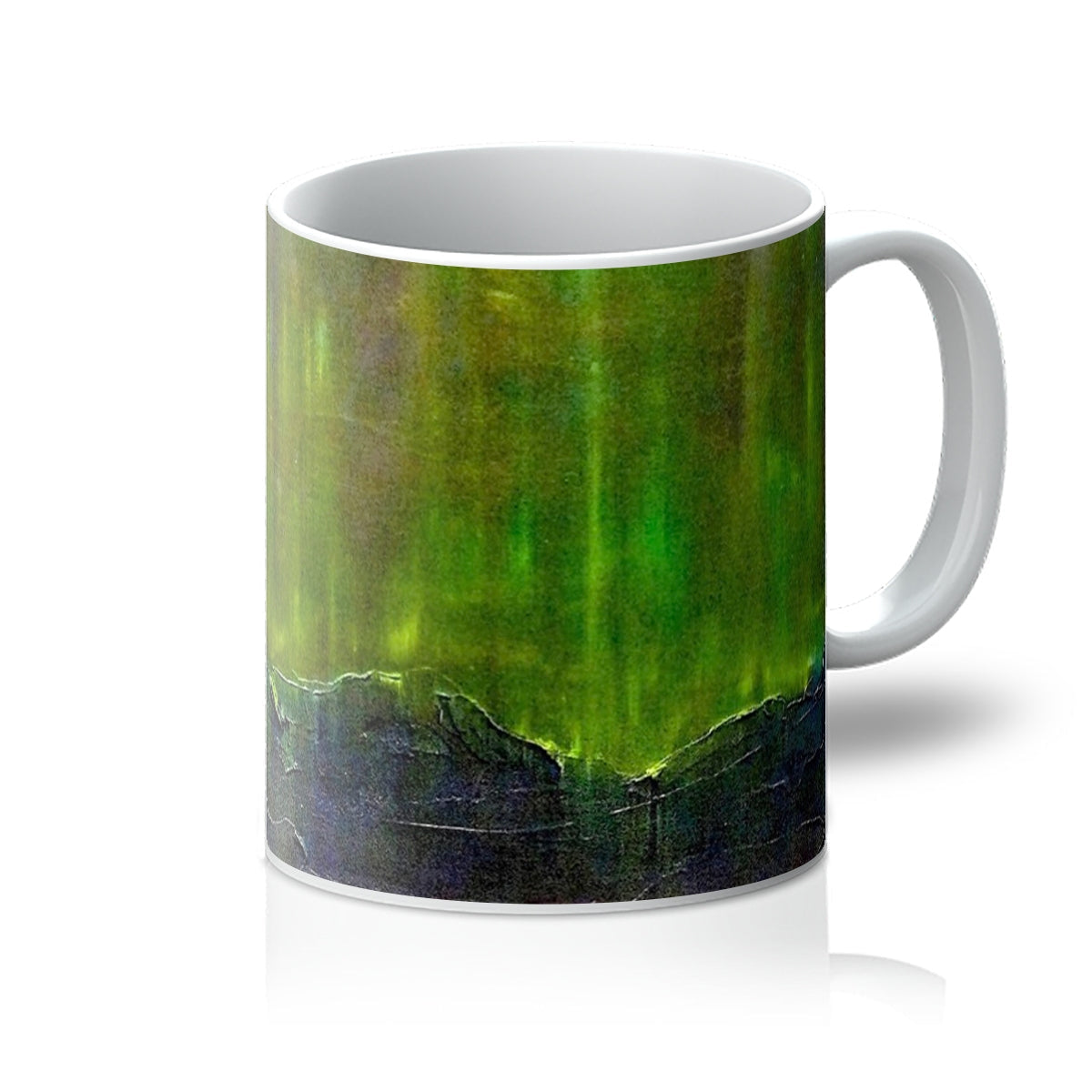 Cromarty Harbour Northern Lights green aurora borealis ceramic mug