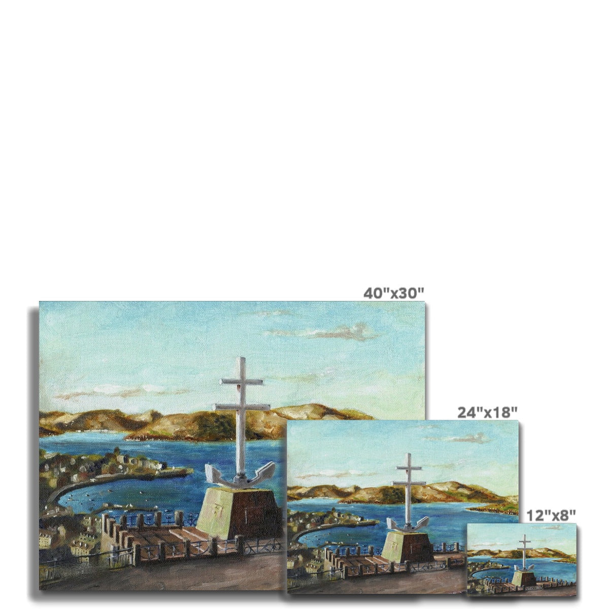 40x30 Inch The Cross Of Lorraine Canvas Print Vibrant Blues Greens