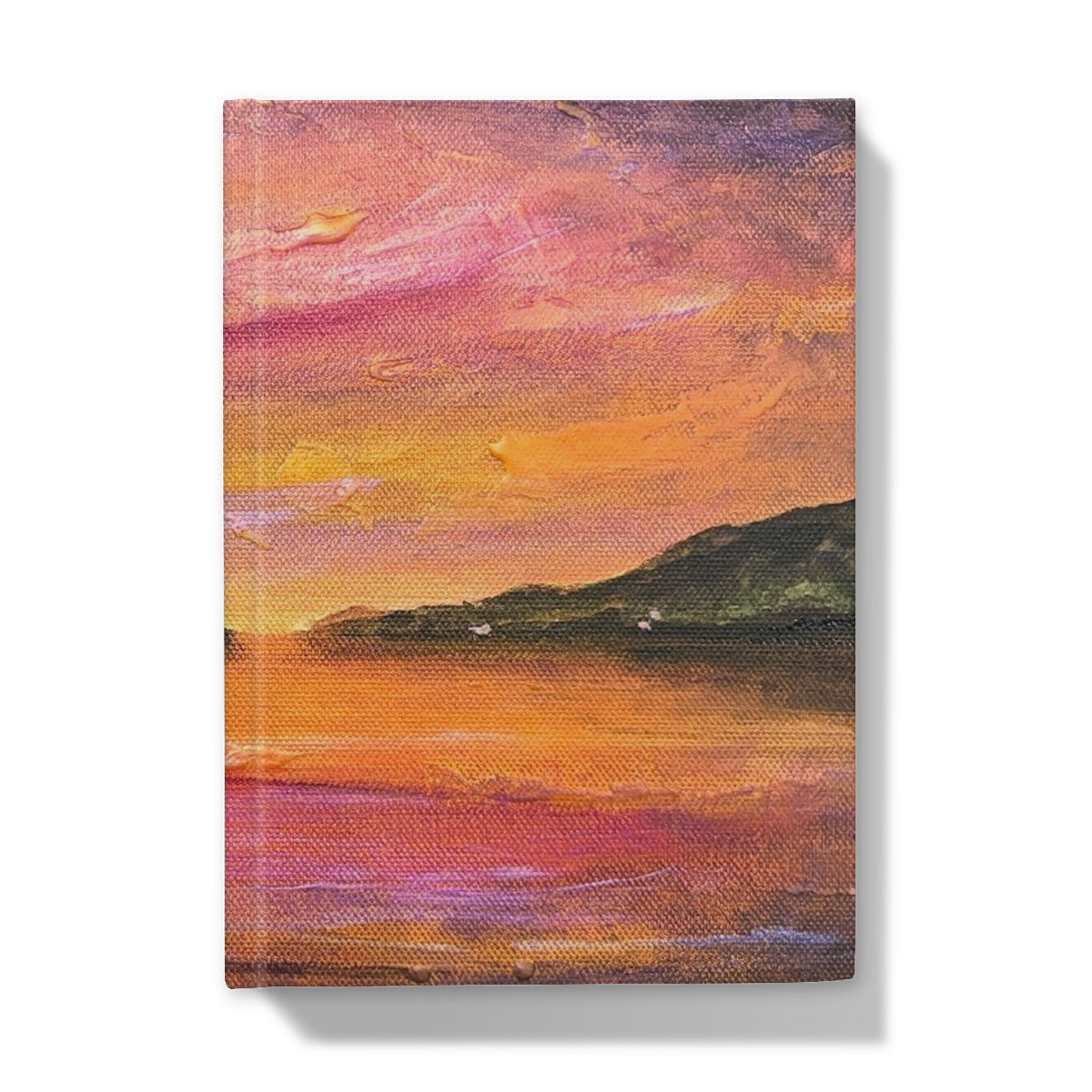 Dawn Breaks Over Loch Ness journal with vibrant sunset hillside cover