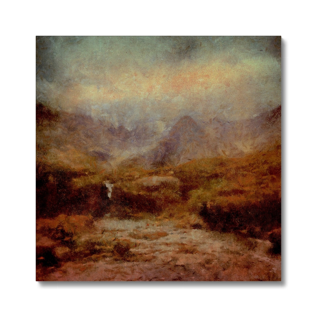 Misty mountain landscape canvas print, The Brooding Fairy Pools
