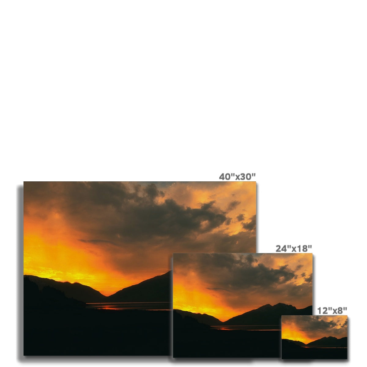 40x30 inch Deep Loch Leven fiery sunset canvas print