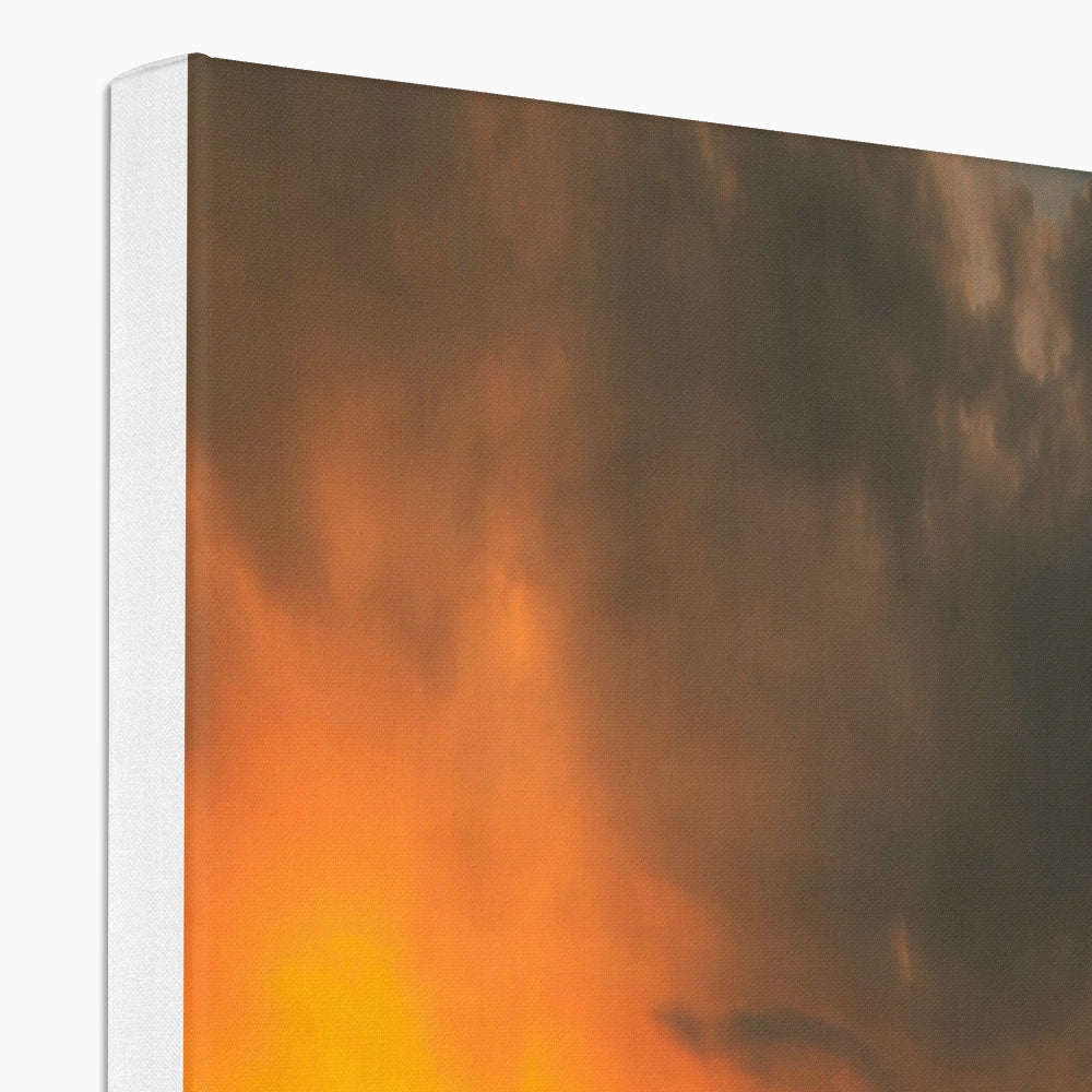 Deep Loch Leven fiery sunset canvas print in orange and yellow hues