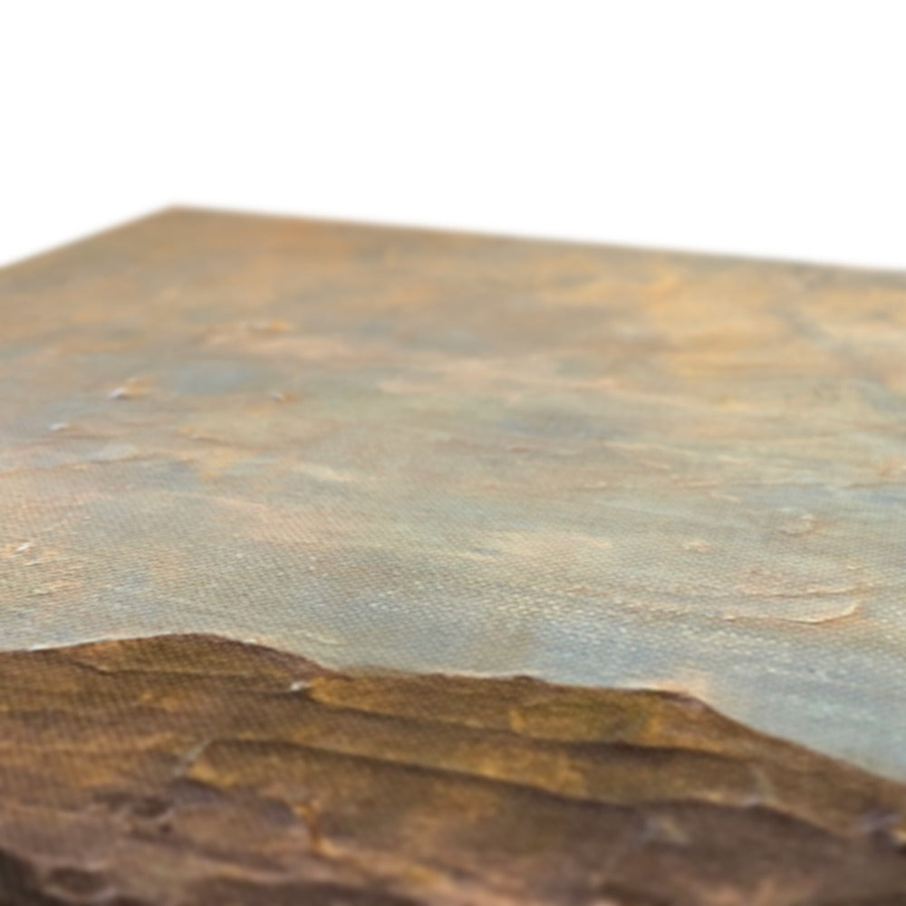 Brown textured wooden cutting board with polished finish on Loch Druidibeg Canvas