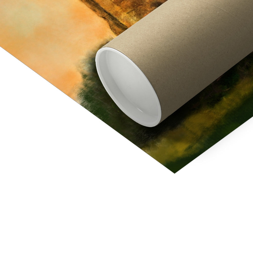 Dirleton Castle Gardens artist proof print on brown paper roll