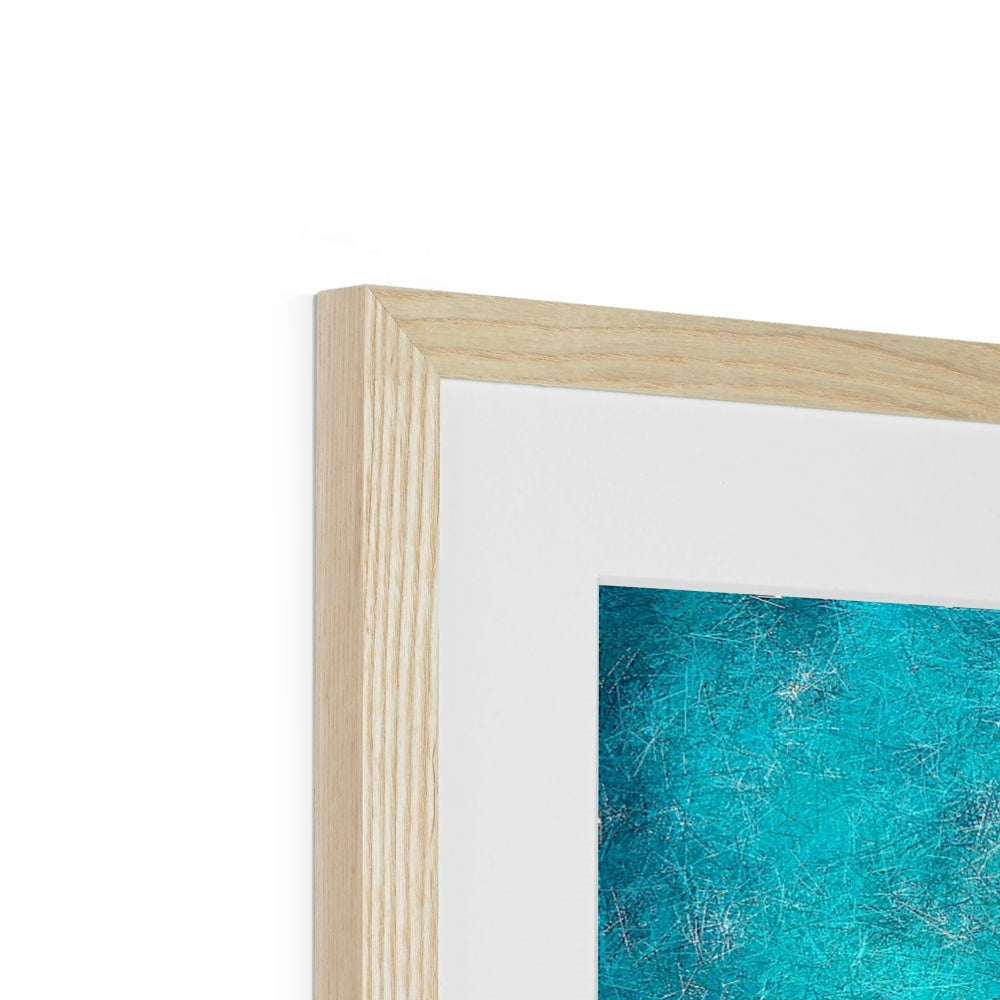 Light wood frame with teal abstract Diving Off Kefalos art print
