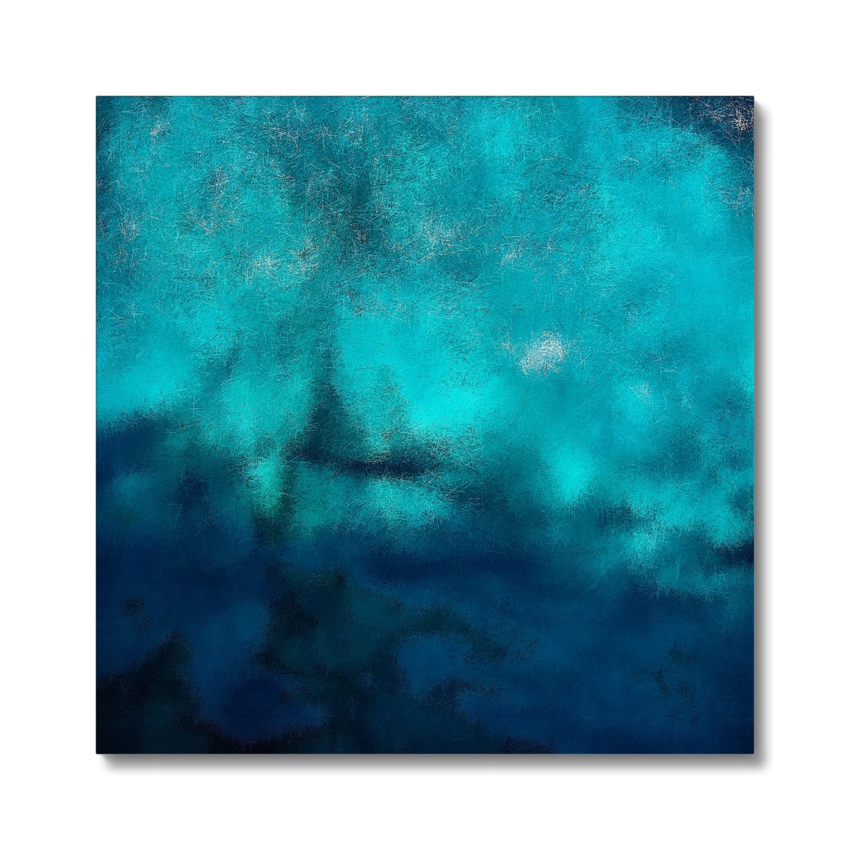 Teal abstract canvas print Diving Off Kefalos with textured brushstrokes