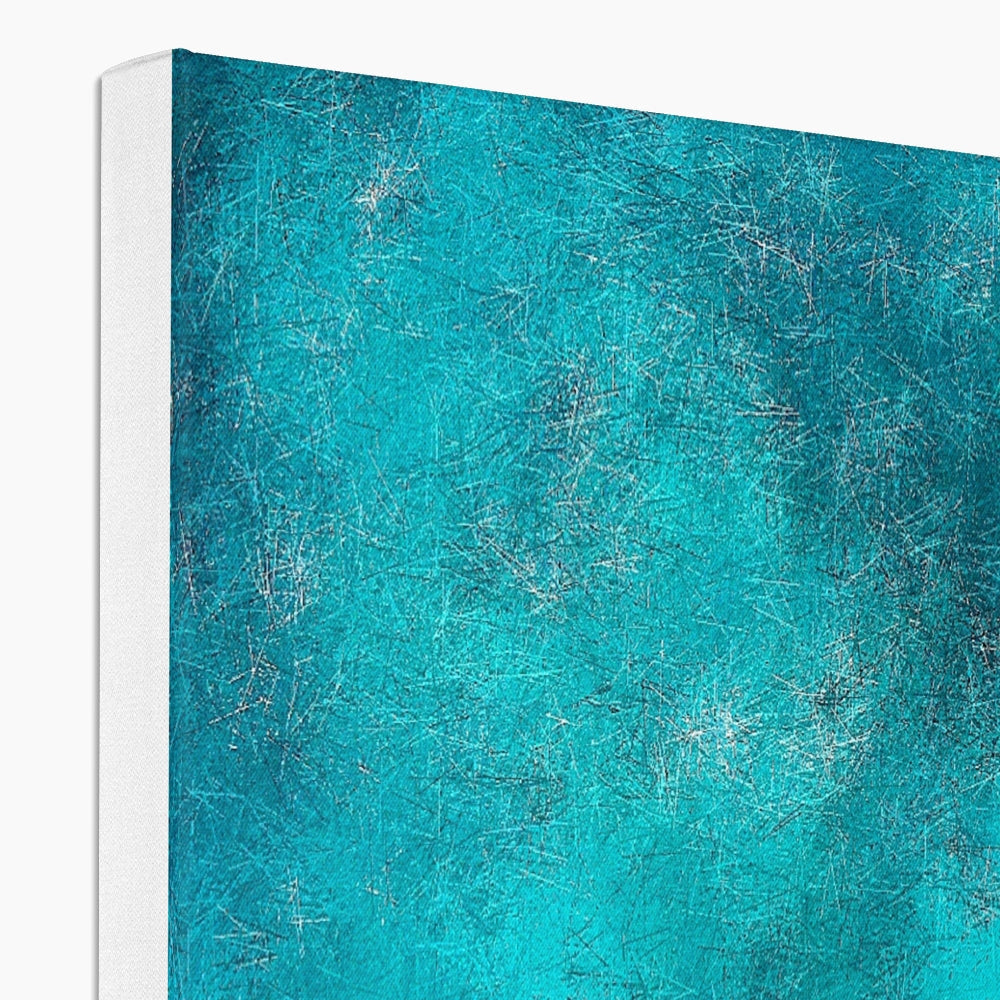 Teal textured canvas wall art in Diving Off Kefalos print