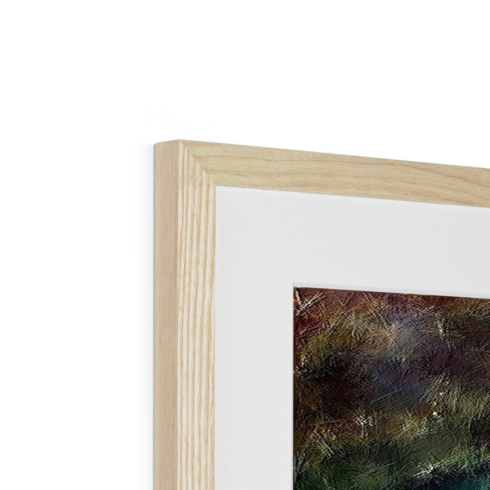 Light wood frame with white mat and Diving Off Porto Venere abstract print