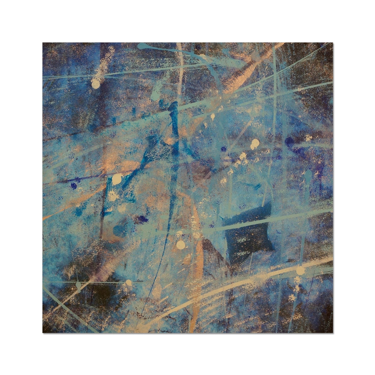 Blue and gold abstract Diving With Rays artist proof canvas print