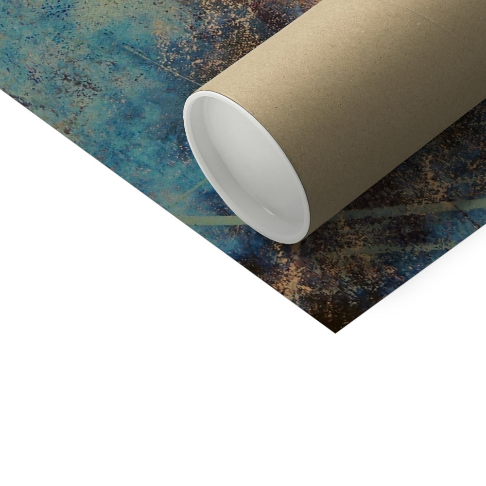 Brown Cardboard Tube with Blue-Green Ray Print