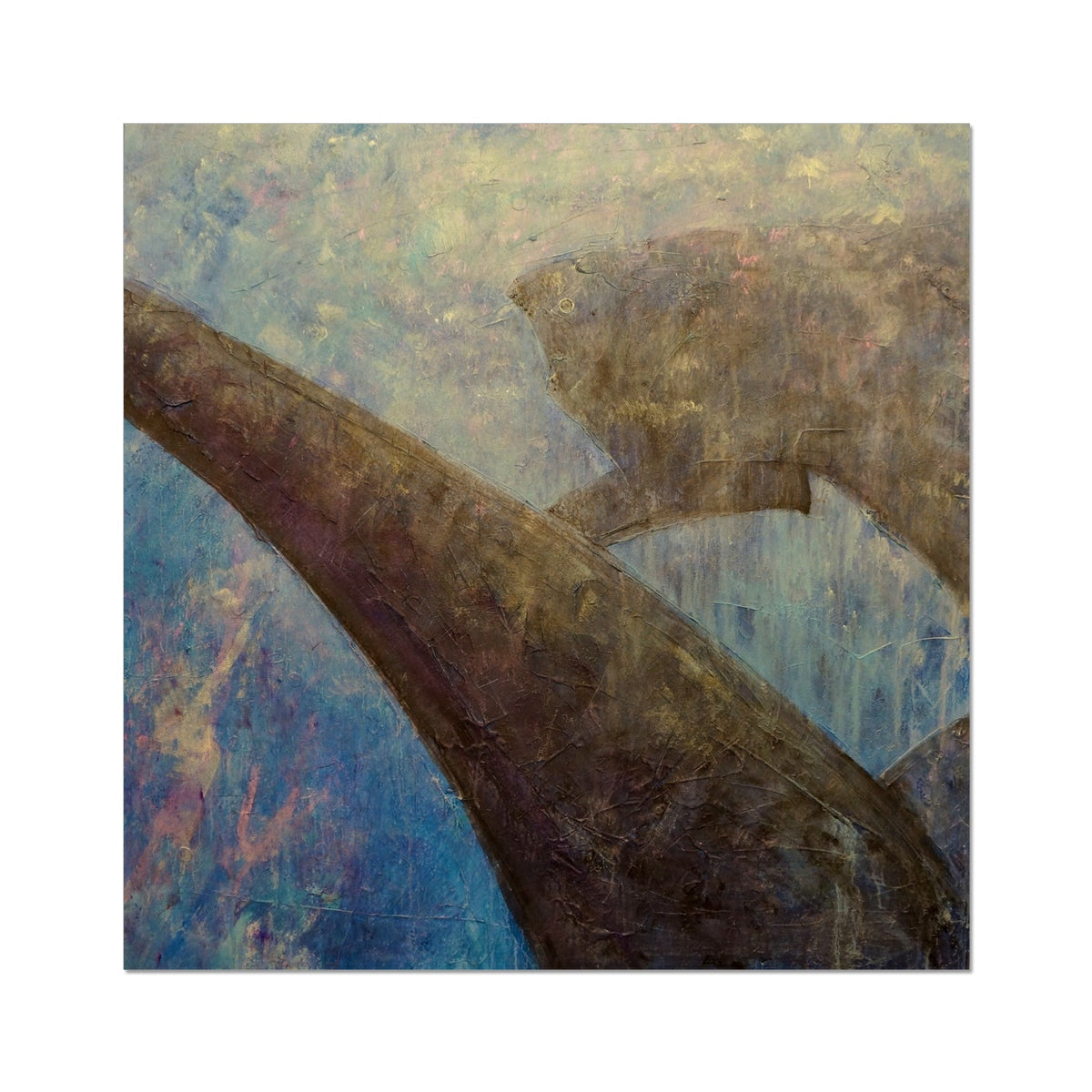 Brown leather tree branch wall art in Diving With Sharks print