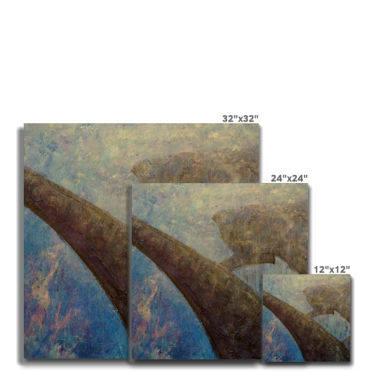 32x32 Inch Diving With Sharks Canvas Print of Tree Branch