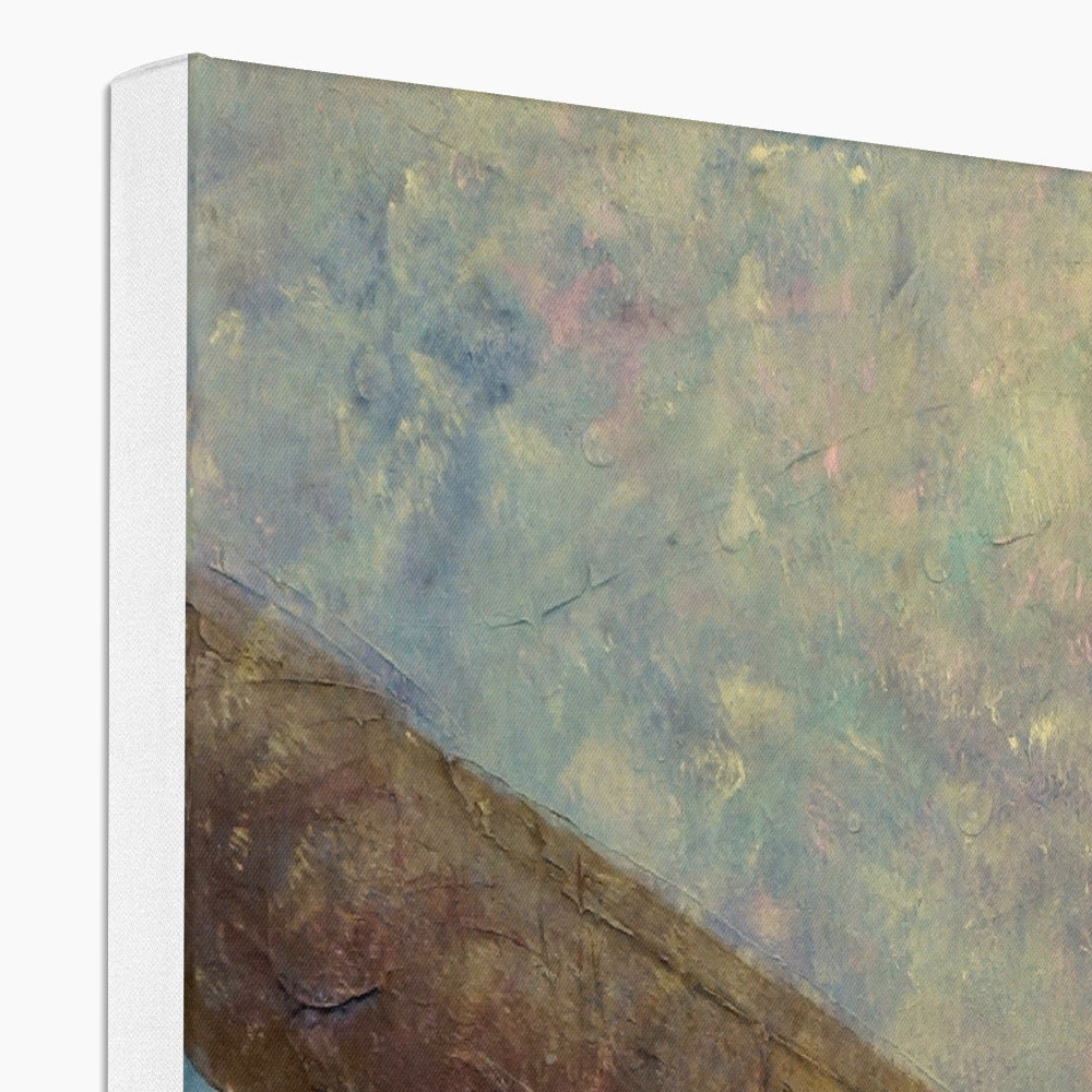 Blue and green abstract canvas print, Diving With Sharks, white frame