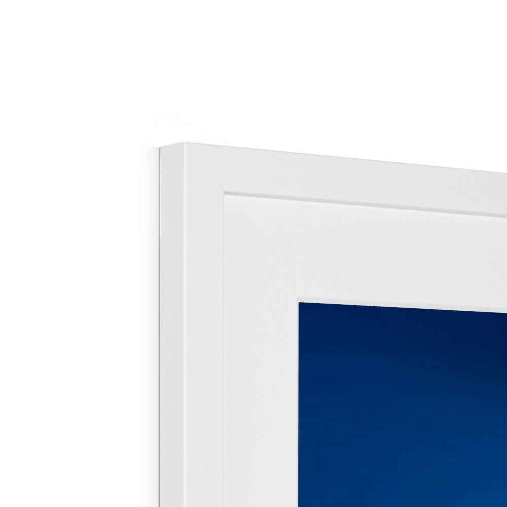 White wooden frame with blue gradient background, Dreaming Of Sunset print