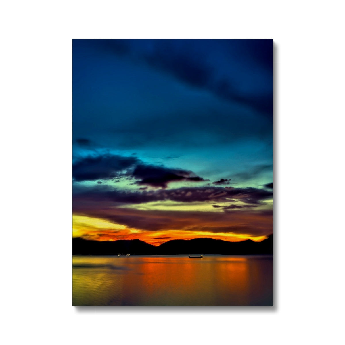 Dreaming Of Sunset canvas print with orange-yellow hues and reflective water