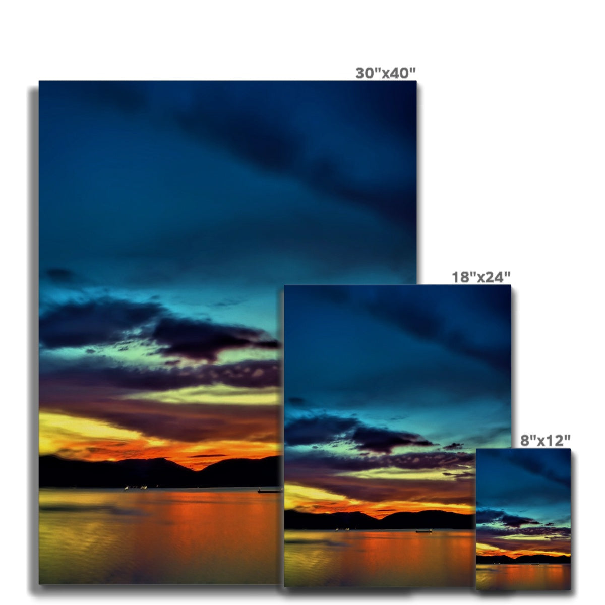 30x40 Dreaming Of Sunset vibrant canvas print of sunset over water