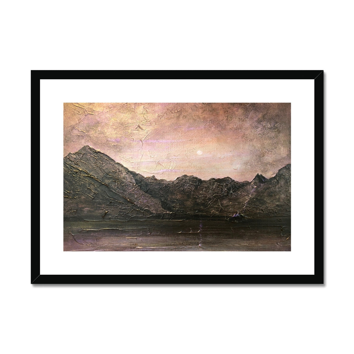Dubh Ridge Moonlight art print: textured impressionistic mountain landscape