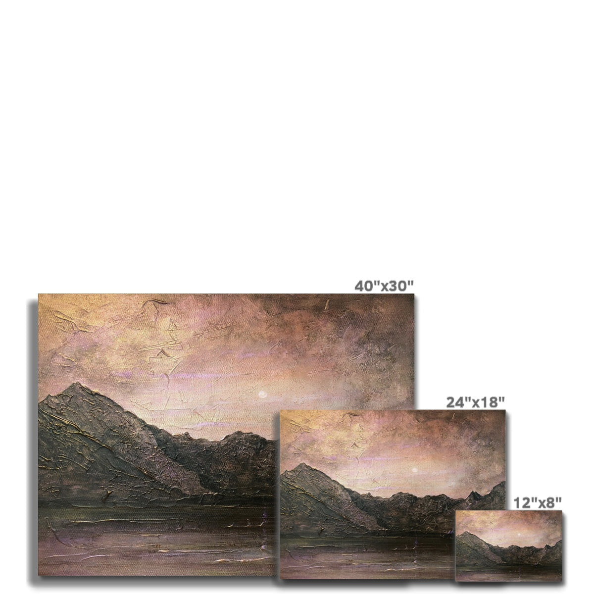 Textured Dubh Ridge Moonlight canvas print of earthy mountains and pastel sky