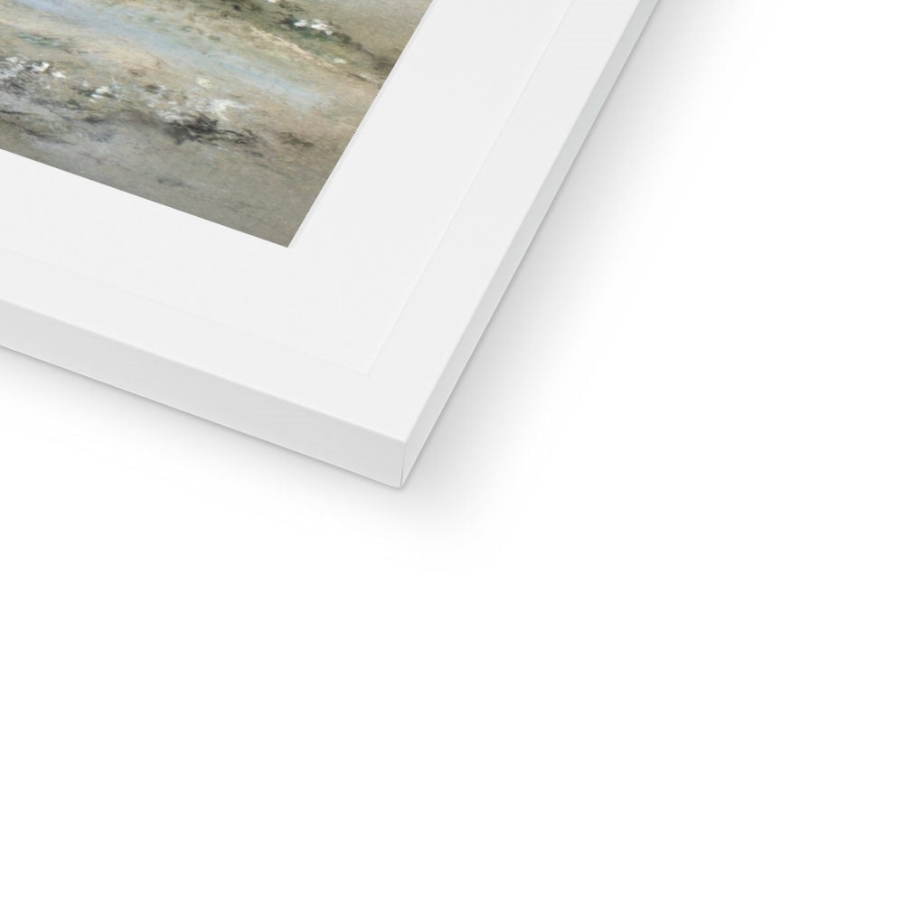 White matte Dumbarton Rock framed print with textured interior