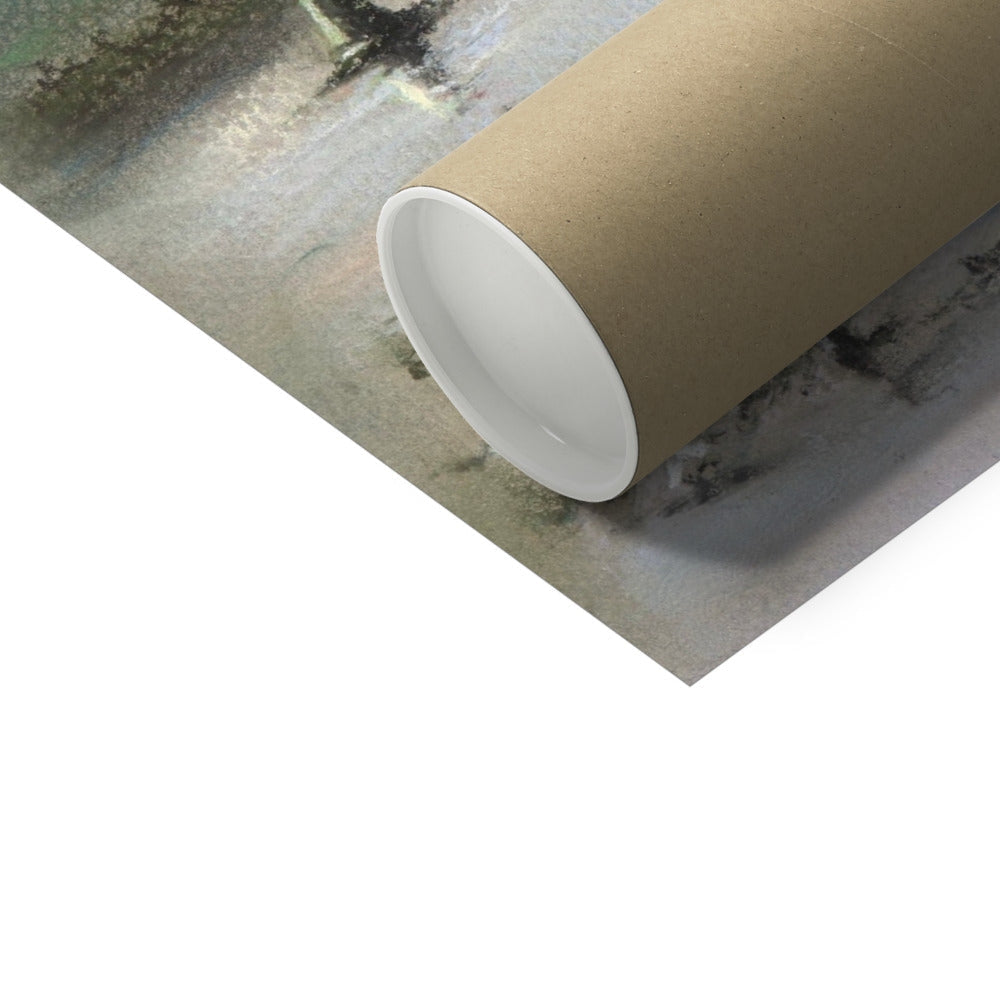 Gold foil textured metallic wrapping paper on Dumbarton Rock Hahnemühle German Etching Print