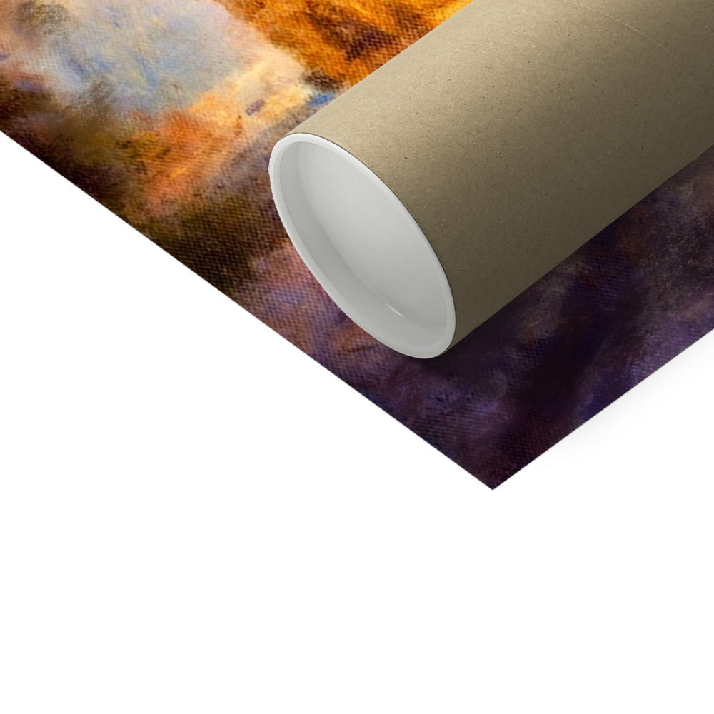 Rolled Dunrobin Castle Moonlight Artist Proof Collector Print with visible protective tube end