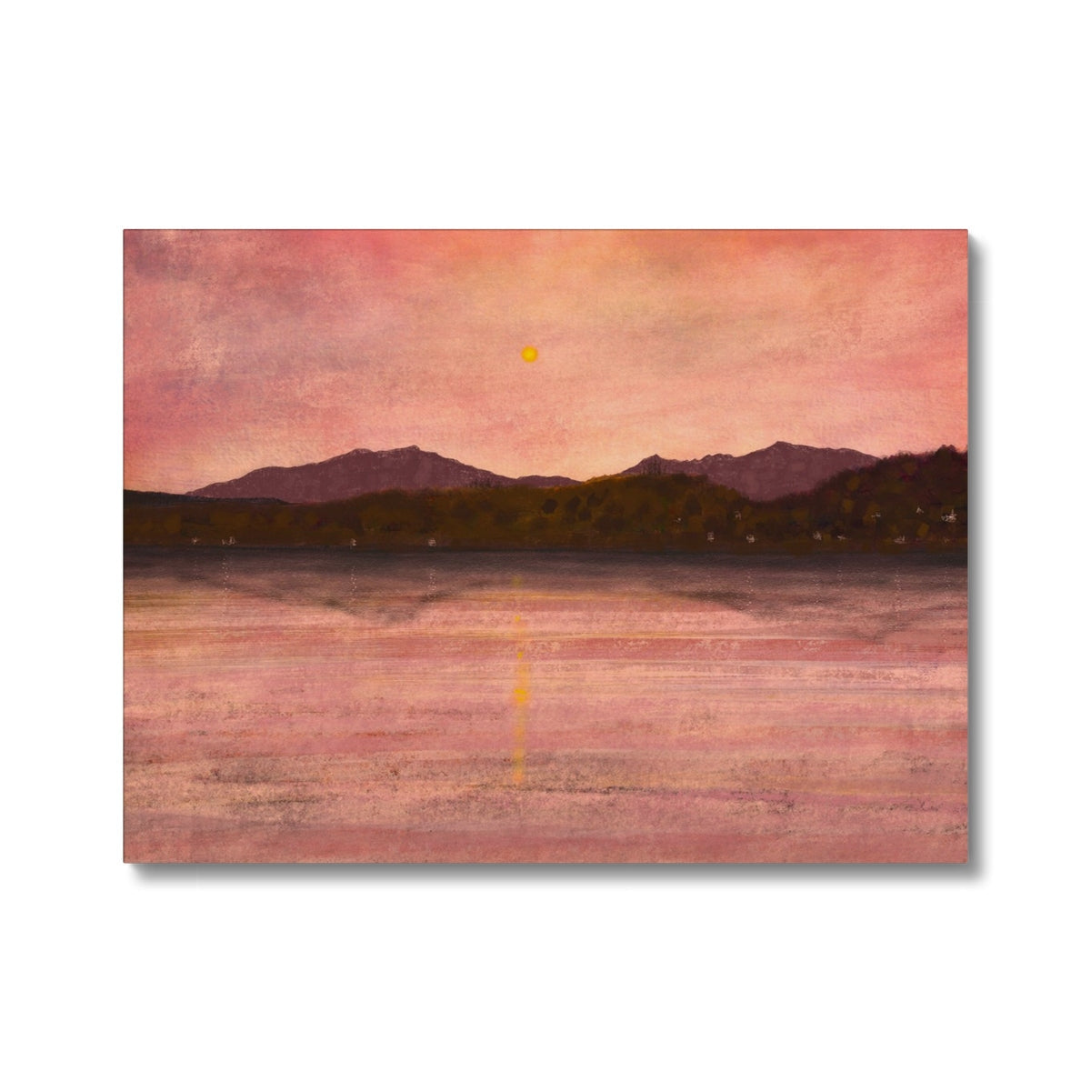 Pink and orange sunset over Arran and Bute mountains canvas print