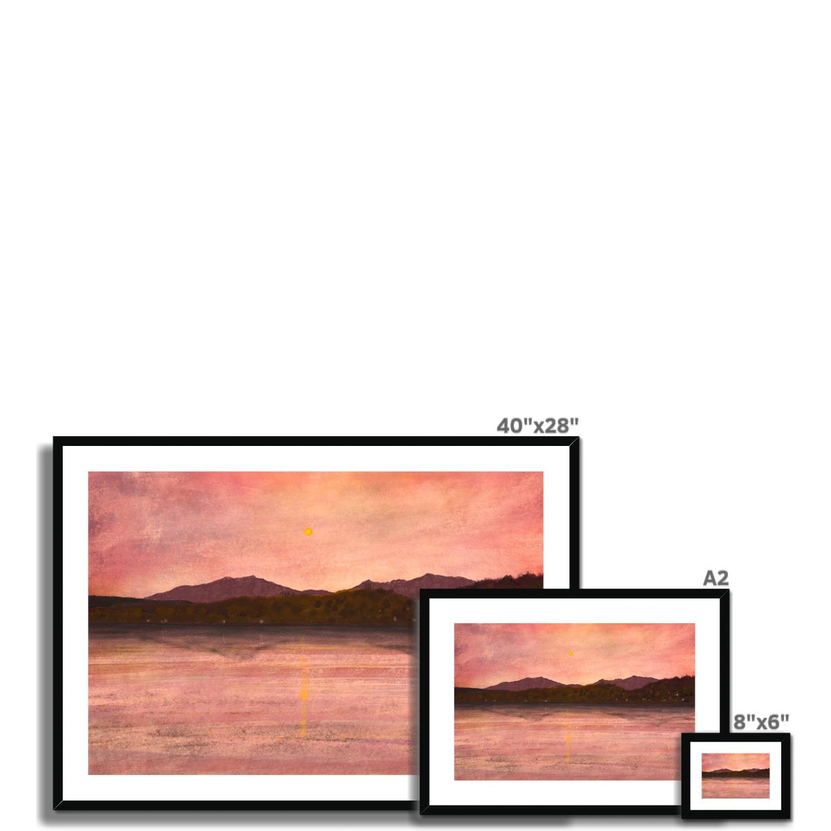 40x28 Framed Dusk Over Arran & Bute Landscape Print