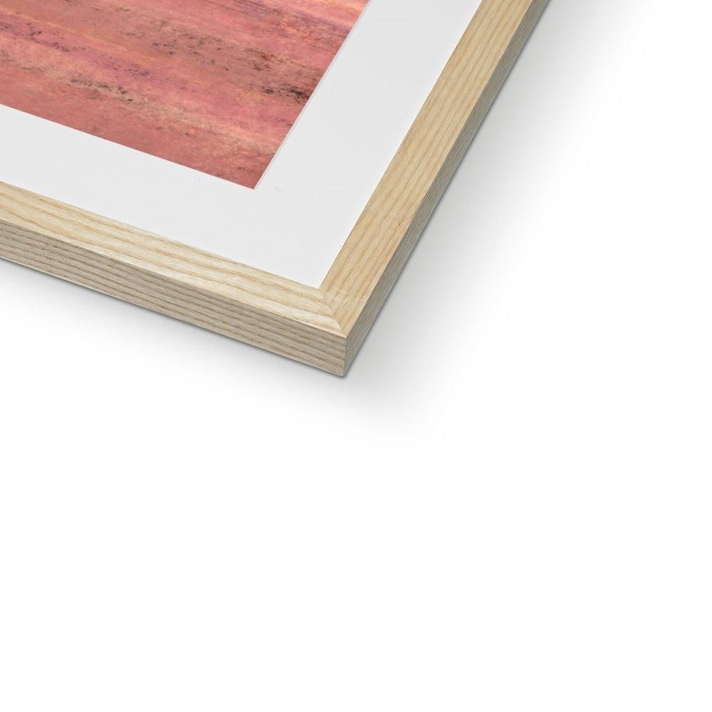 Dusk Over Arran and Bute red artwork in wooden frame with white mat