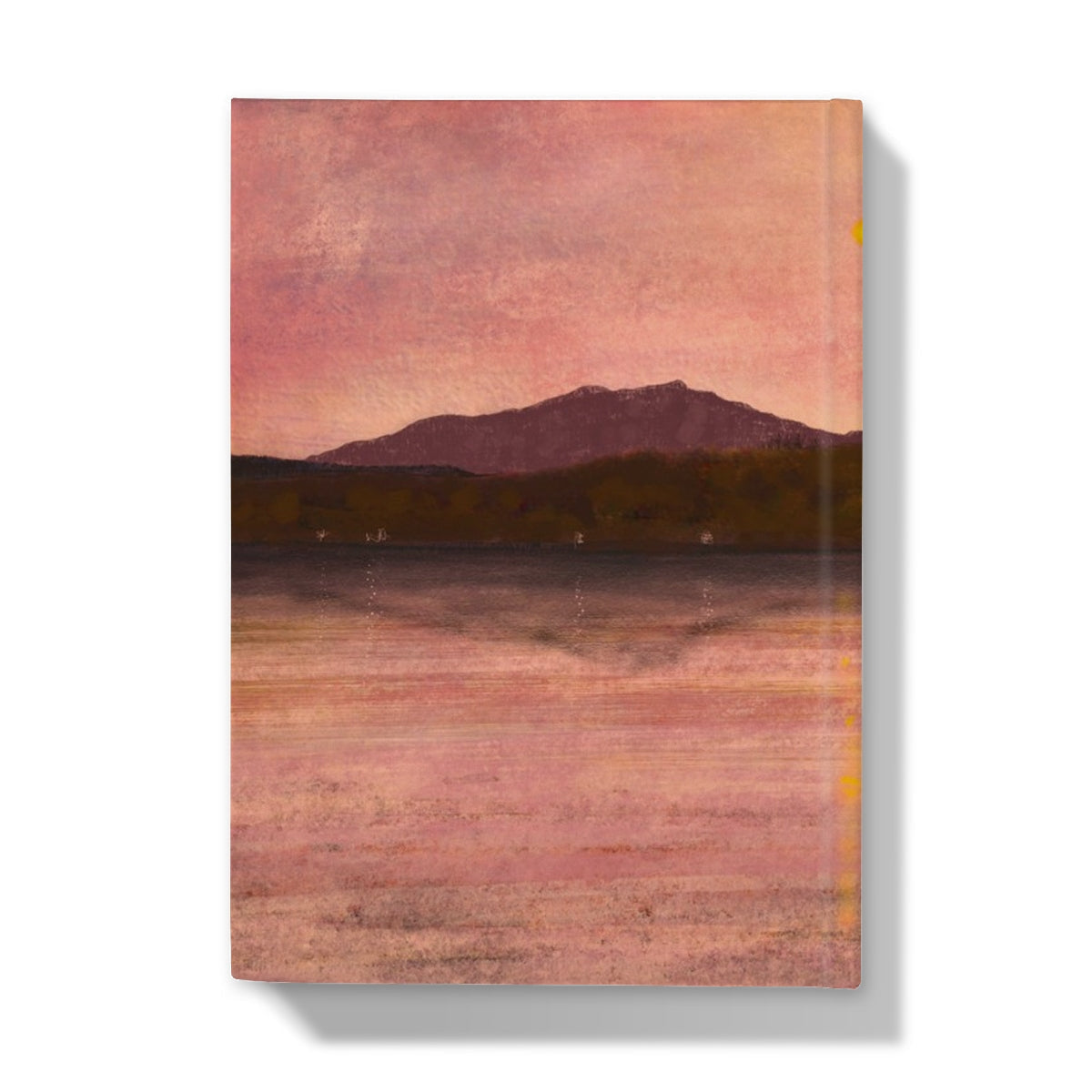 Pink and orange textured journal with Arran & Bute mountain silhouette