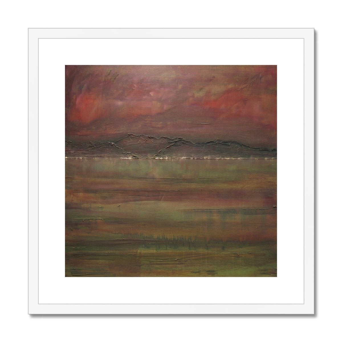 White framed Dusk Storm Brews On The Clyde abstract landscape print