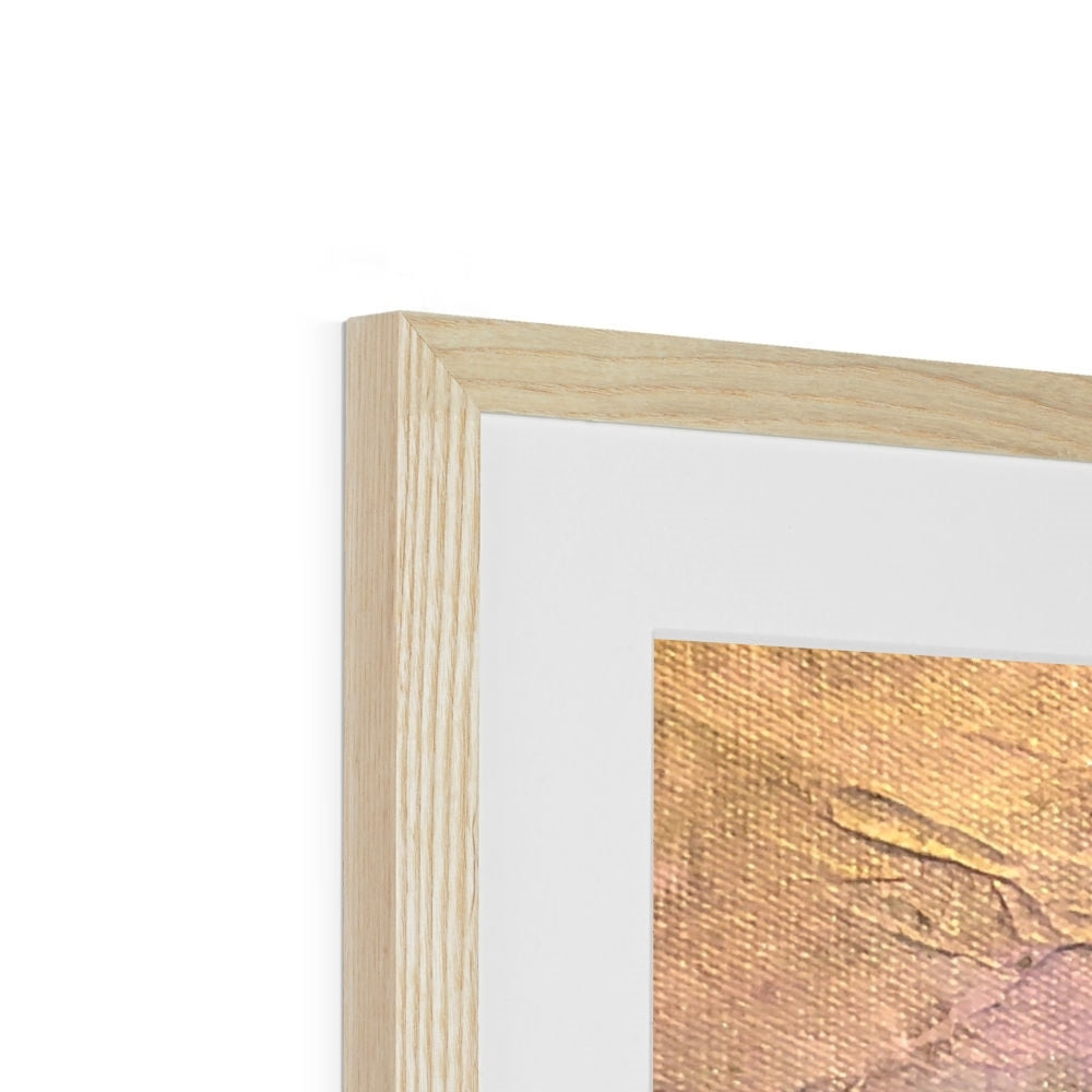 Light wood-framed Dubh Ridge Moonlight art print with golden textured canvas