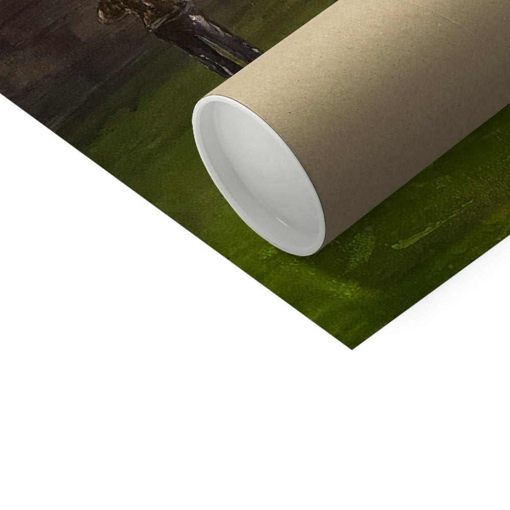 Brown cardboard tube with white interior on green grass, Time Artist Proof print