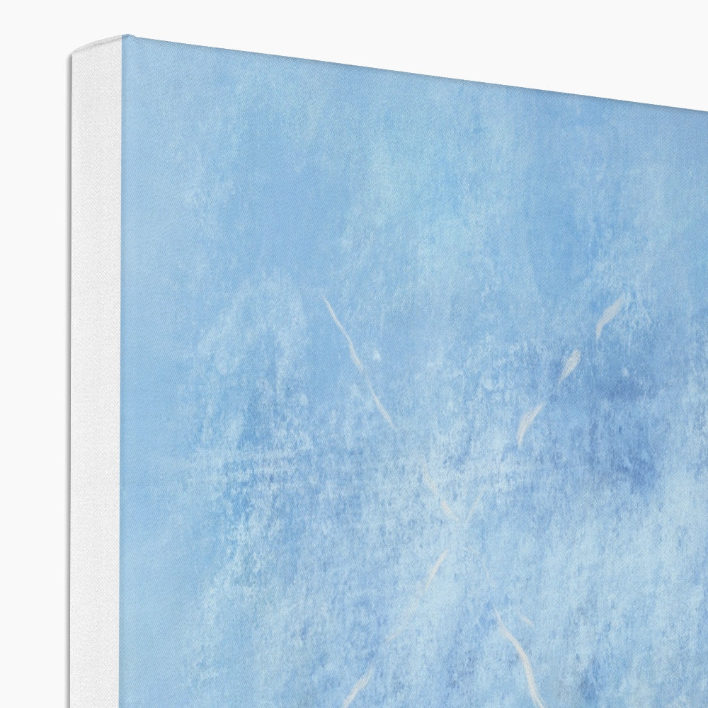 Edinburgh Castle light blue textured canvas print with white border