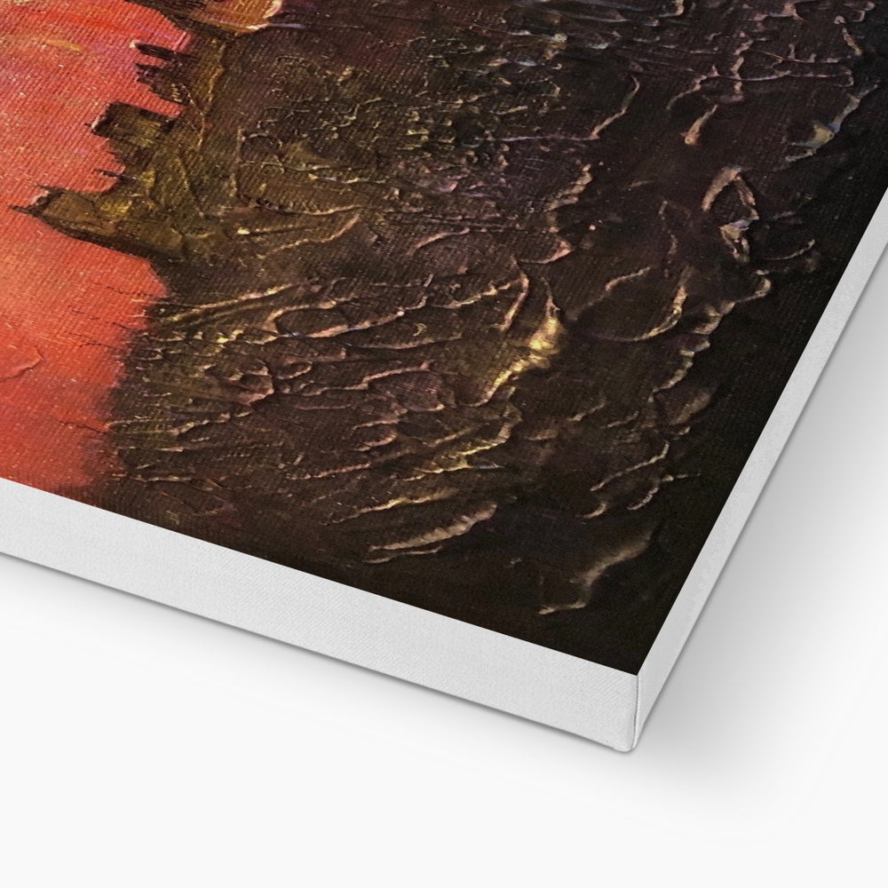 Edinburgh Castle Fireworks textured dark brown gold canvas print