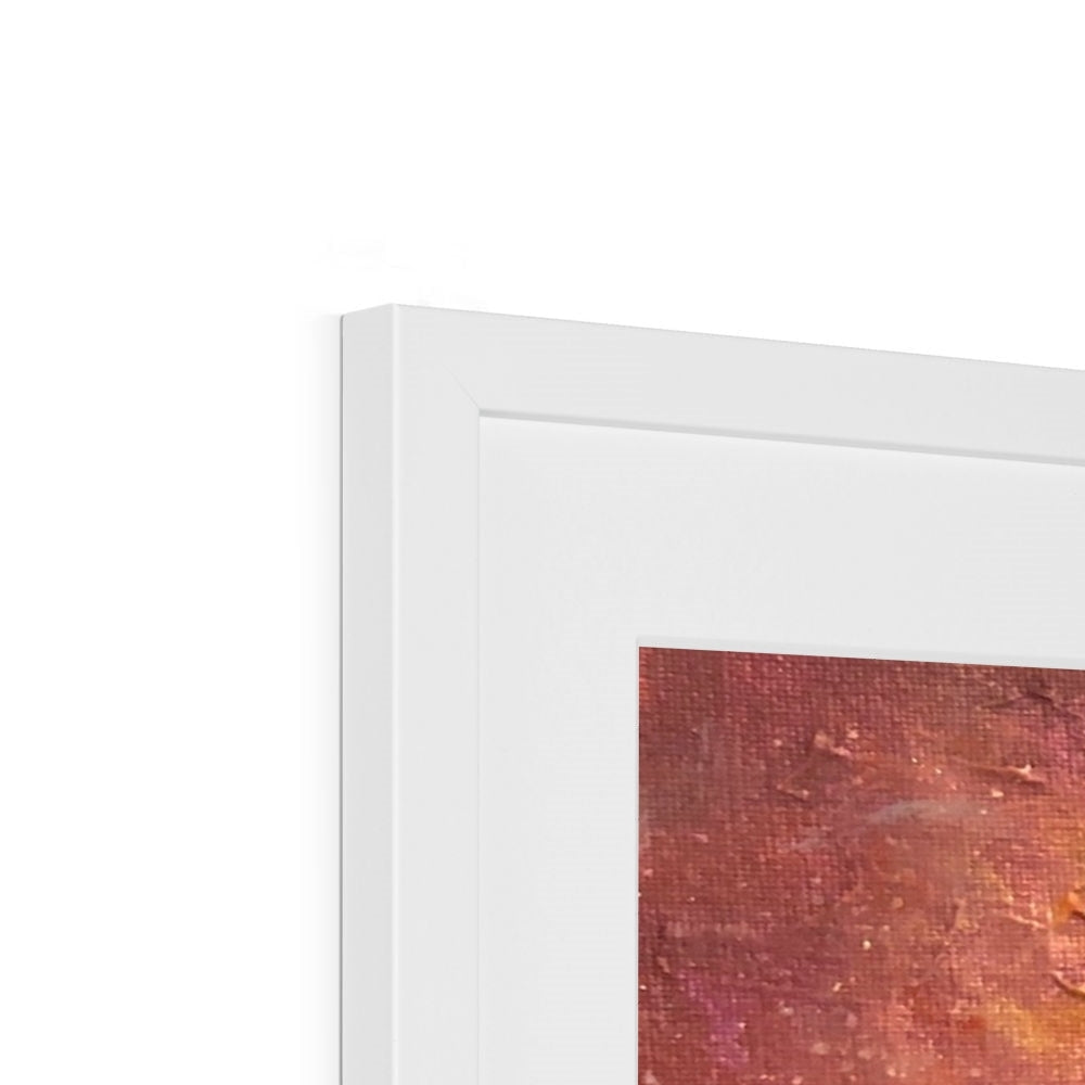 White rectangular frame with textured abstract Edinburgh Castle Fireworks print