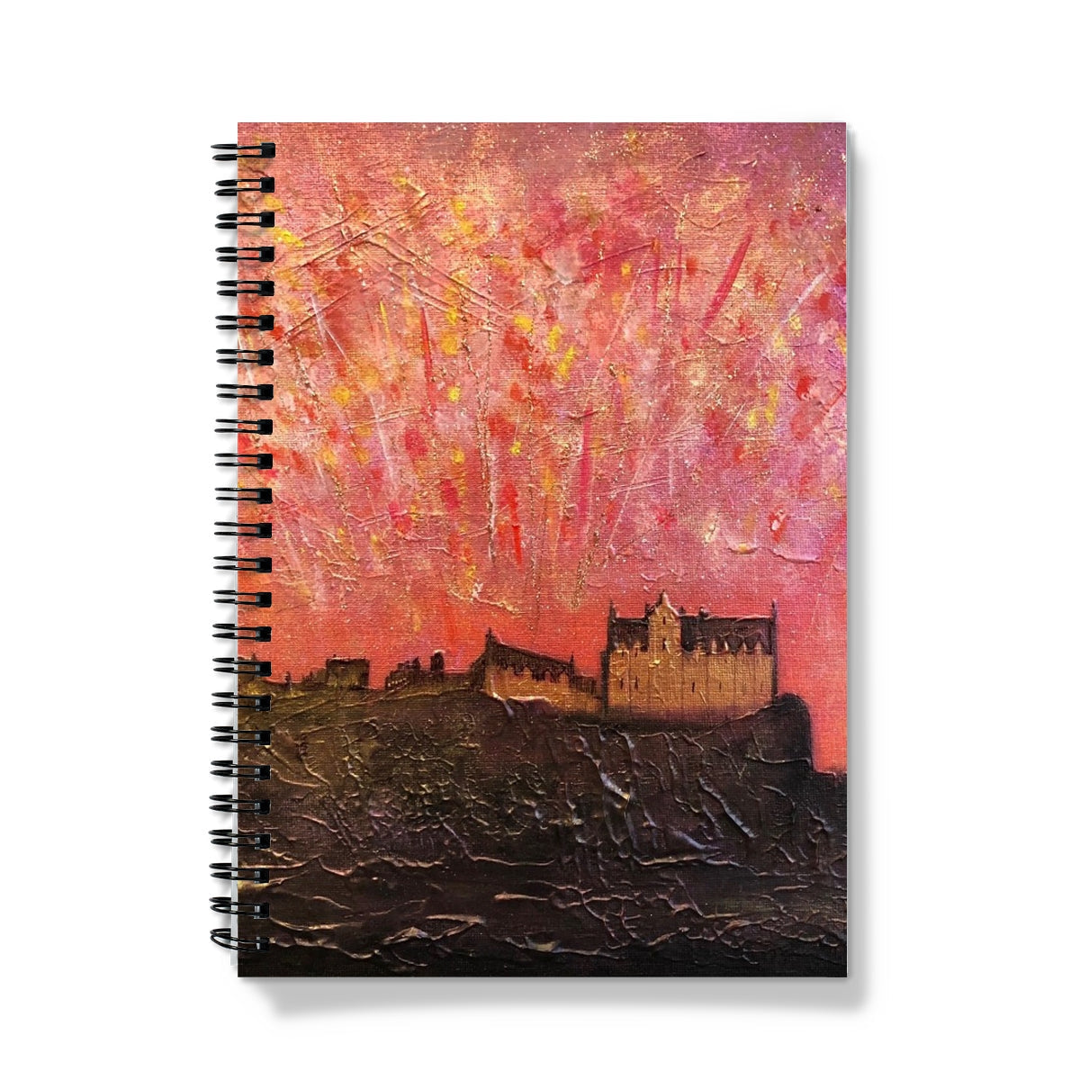 Edinburgh Castle Fireworks spiral notebook with castle silhouette