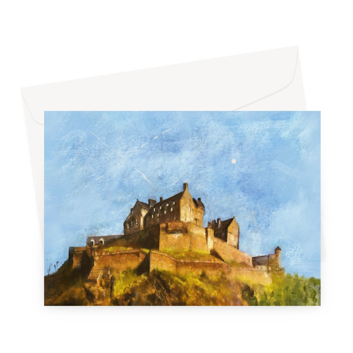 Watercolor Edinburgh Castle postcard in greeting card