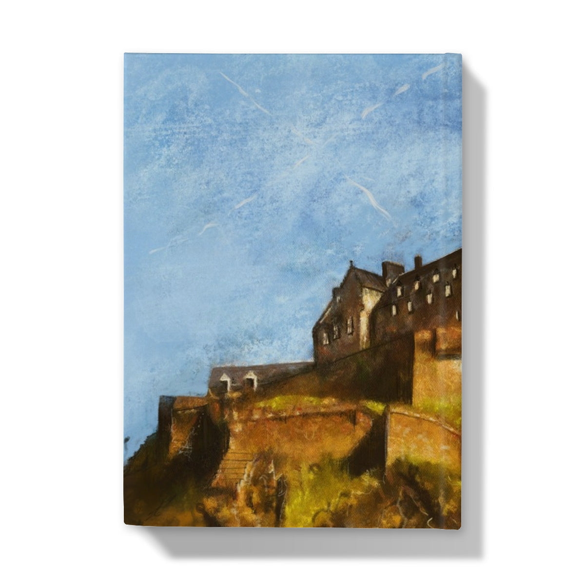 Edinburgh Castle on brown canvas wall art in hardback journal