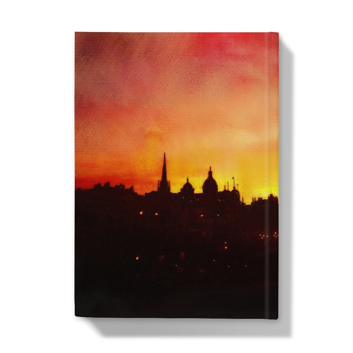 Edinburgh Sunset Hardback Journal with vibrant cityscape cover featuring a sunset skyline