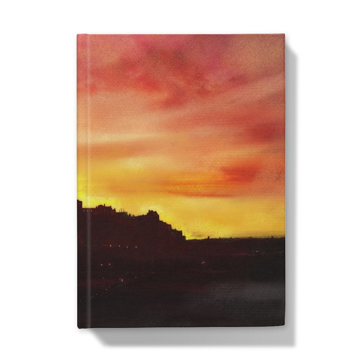 Edinburgh Sunset Hardback Journal with sunset landscape design and silhouetted hills