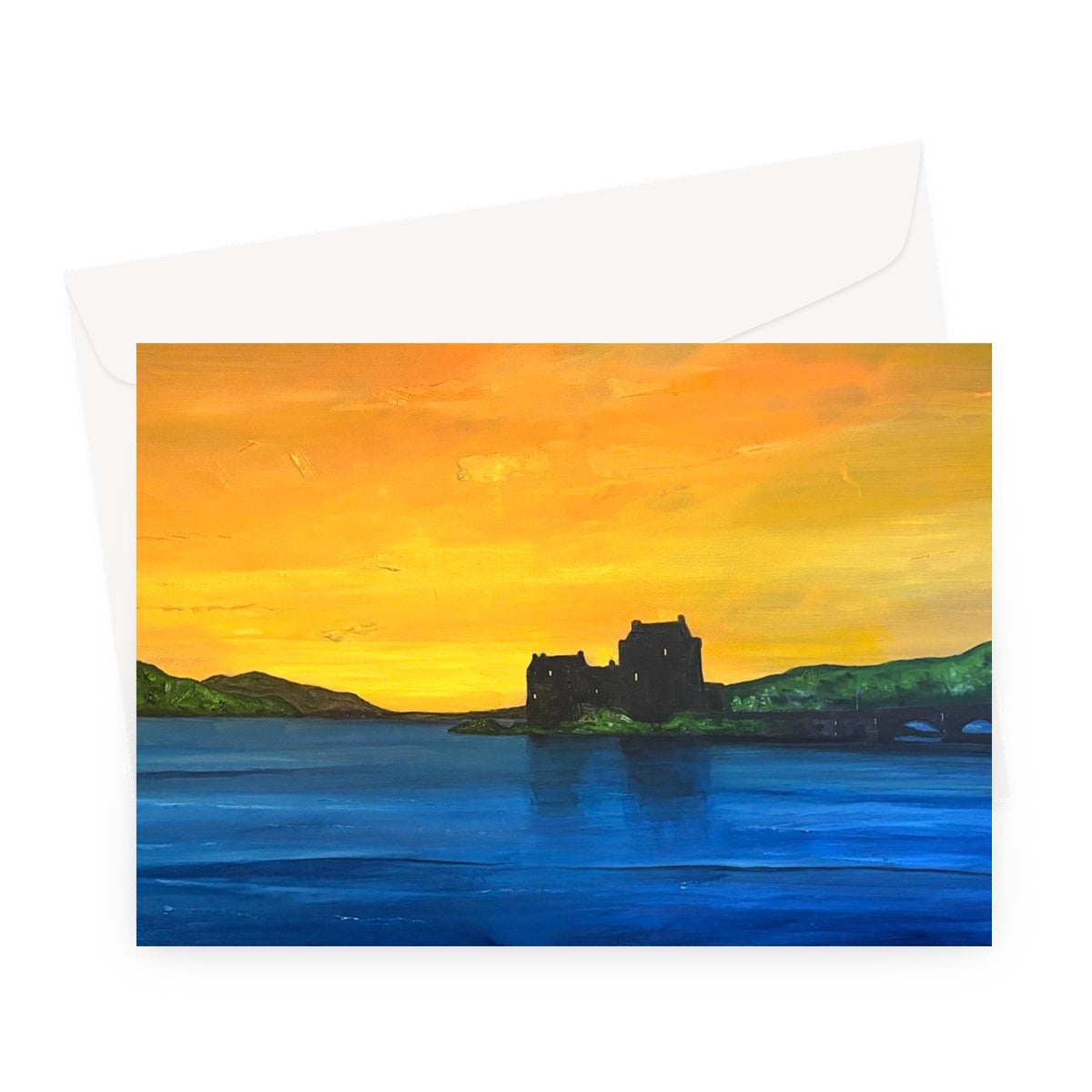 Eilean Donan Castle Dusk Greeting Card - Historic & Iconic Art Gallery Scotland - Free Shipping Worldwide